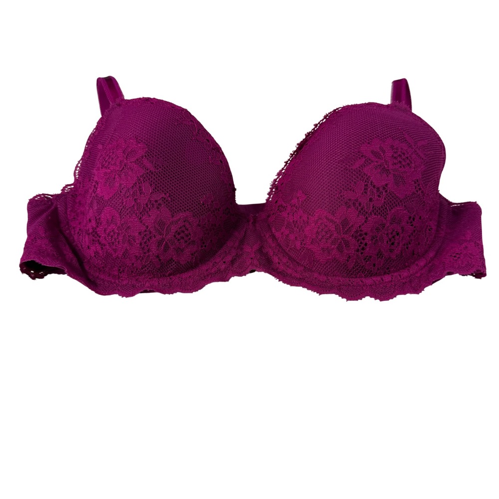 Victoria's Secret Dream Angels Lined‎ Demi Bra Magenta Floral Lace 34C - Picture 2 of 6